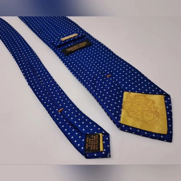 Donald Trump Signature Collection Men's Tie Neck Tie Blue Square Dotted Silk 58" - Picture 5 of 13